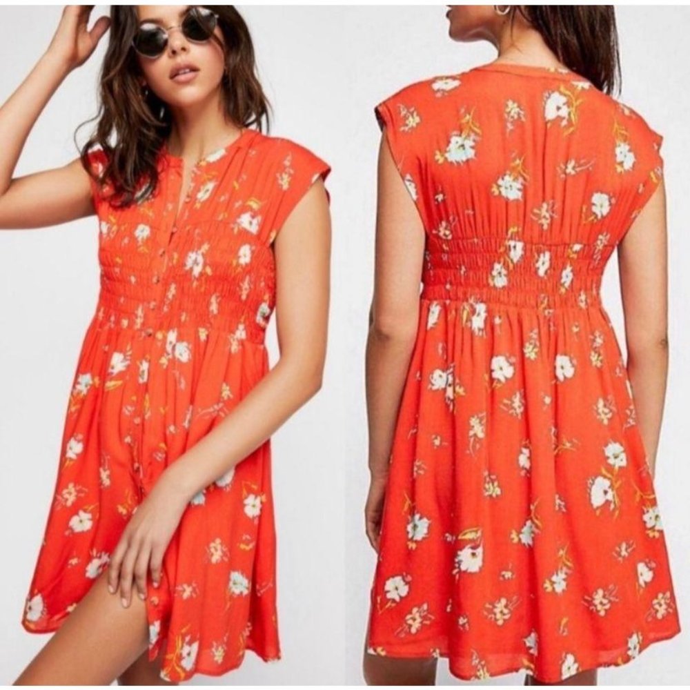 Free People Greatest Day Smocked Mini Dress XS - Picture 1 of 7